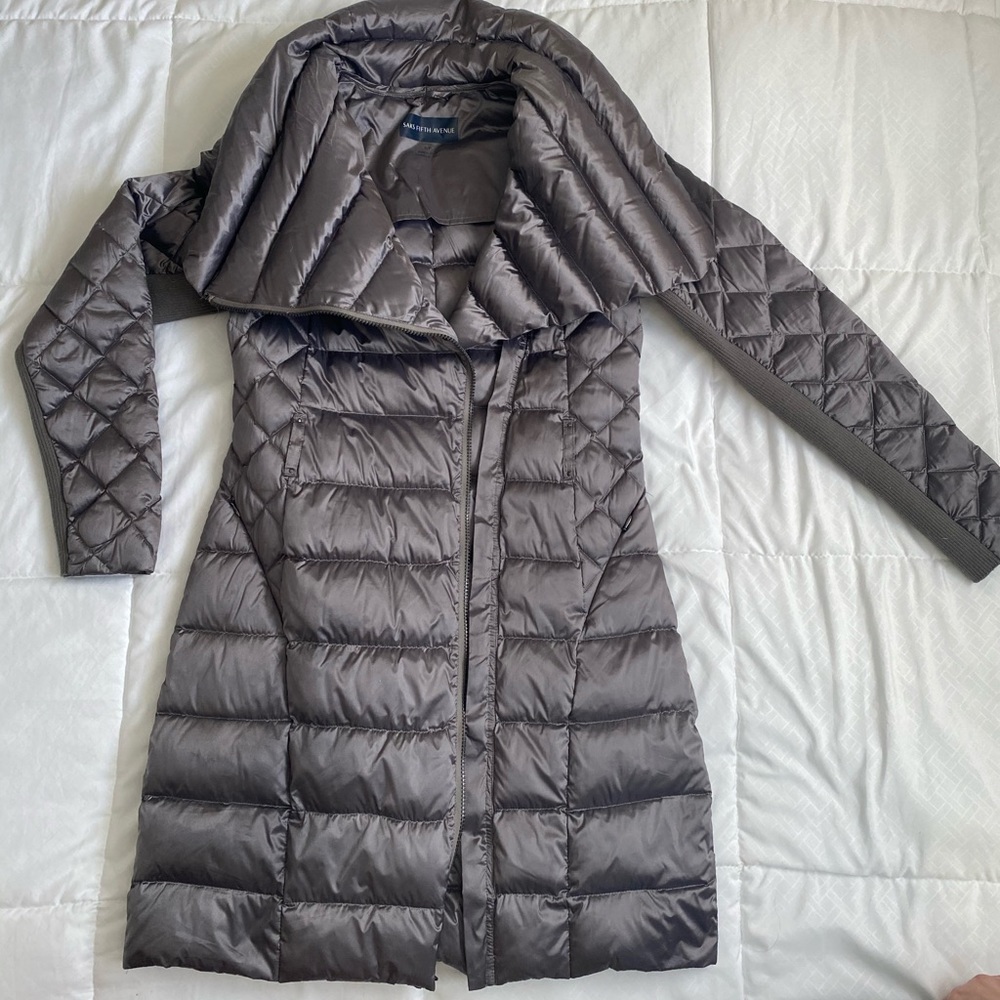 Saks Fifth Avenue Gray Puffer Winter Jacket -SMALL